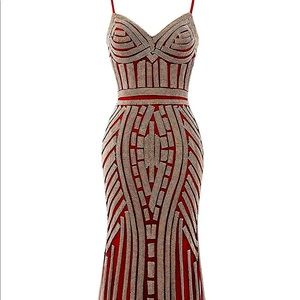 Diamond burgundy prom dress